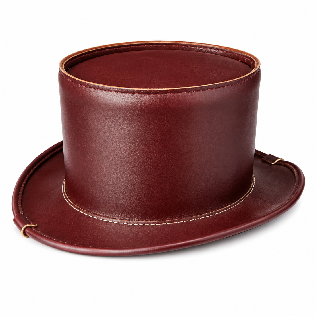Handmade Maroon Leather Top Hat Steampunk Victorian Costume Accessory