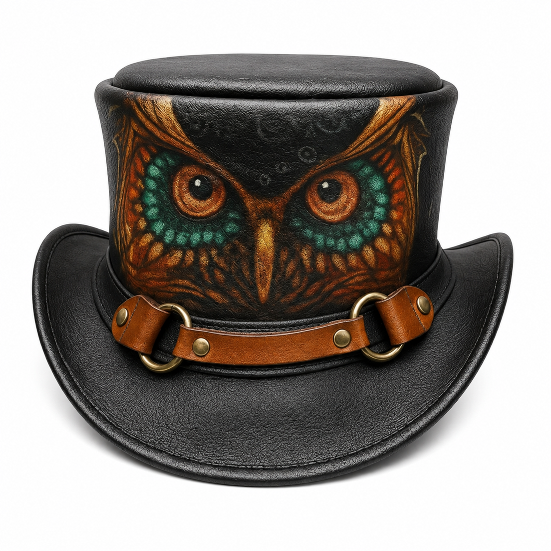 Handmade Leather Top Hat Unisex Fantasy  Gothic Headwear Steampunk Cosplay