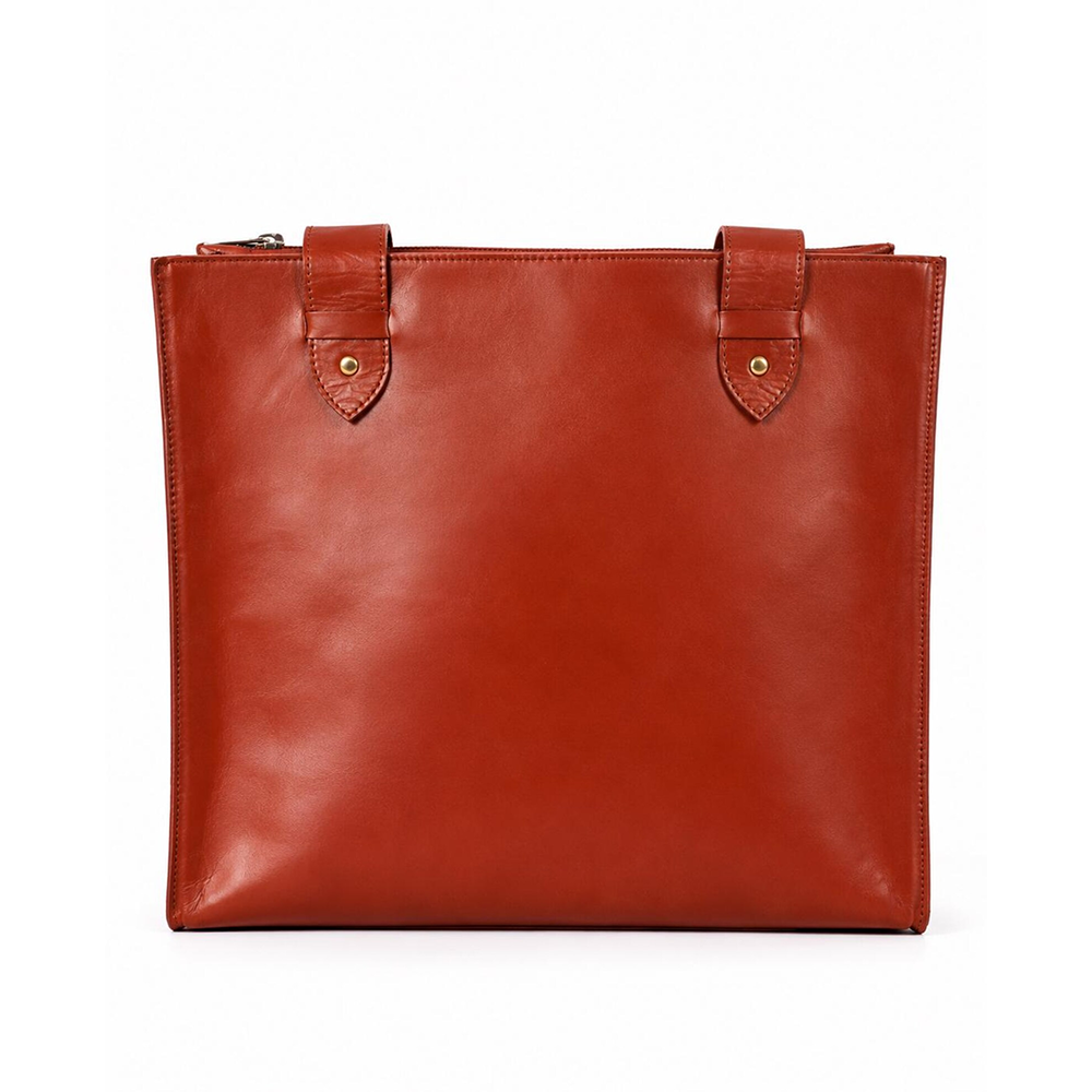 Handmade Crazy Horse Leather Tote Bag  Minimalist Cowhide Shoulder Work Laptop Handbag