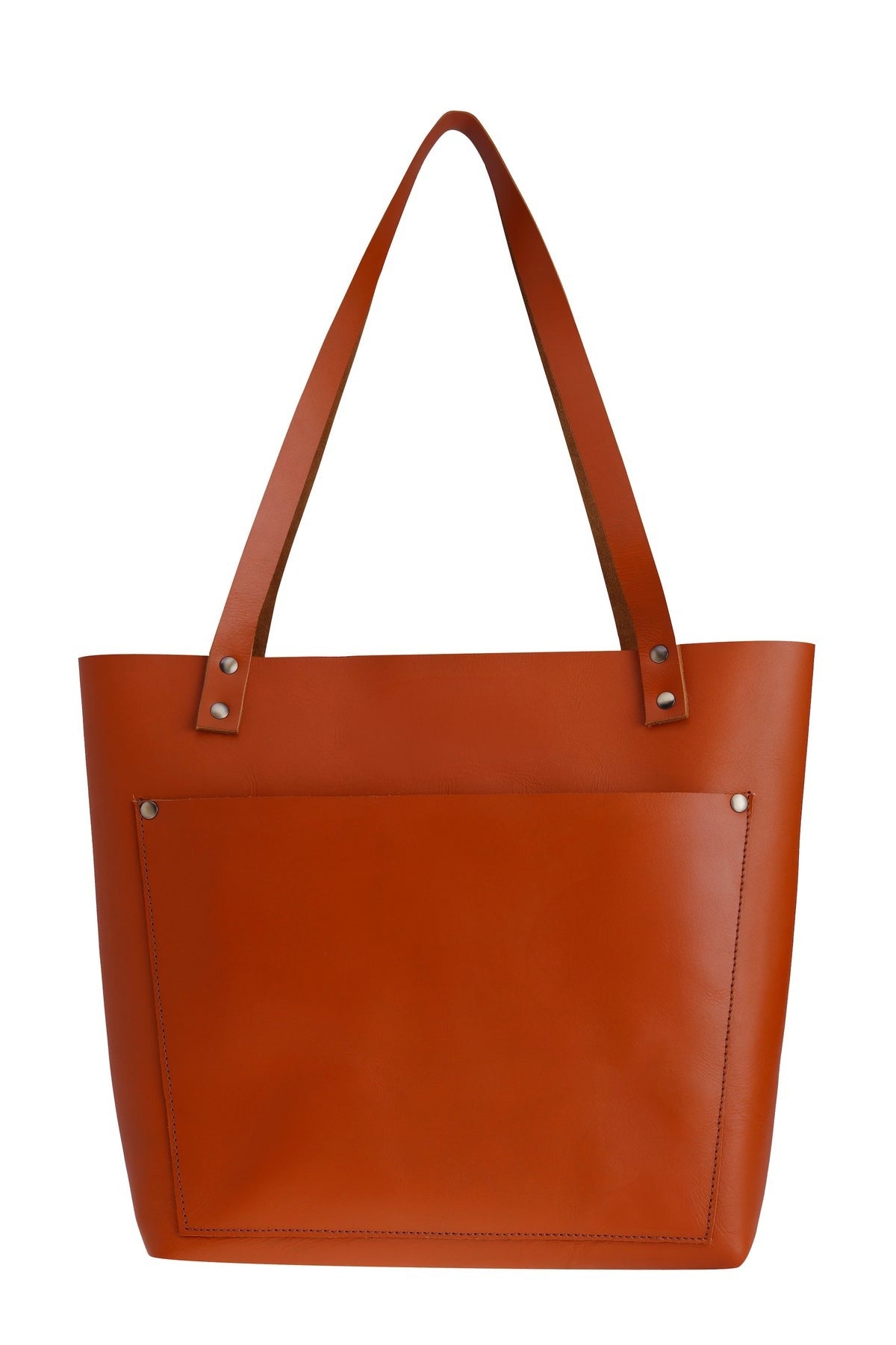 classic leather tote bag - saddle brown