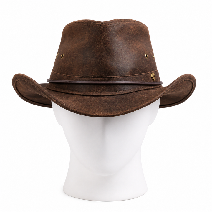 Handmade Leather Cowboy Hat Unisex Western Ranch Style Classic Silhouette