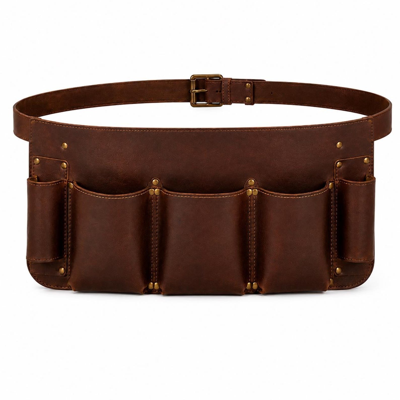Dark Brown Leather Florist Tool Belt  Stylish Floral Supply Organizer