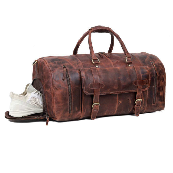 Leather Duffel Bag for Men  Brown