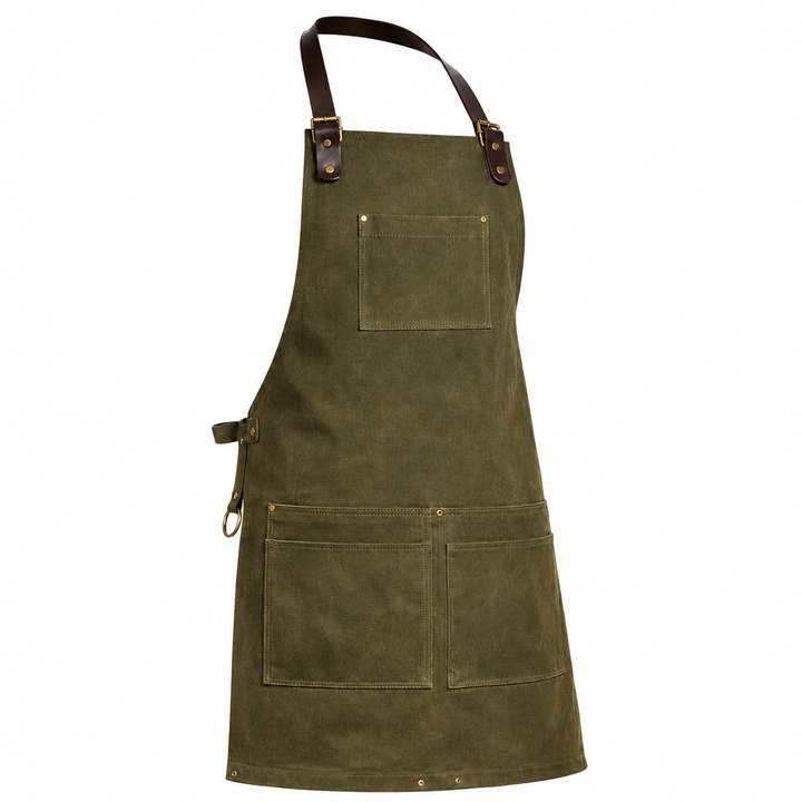 The Olive Vintage Green Canvas Apron