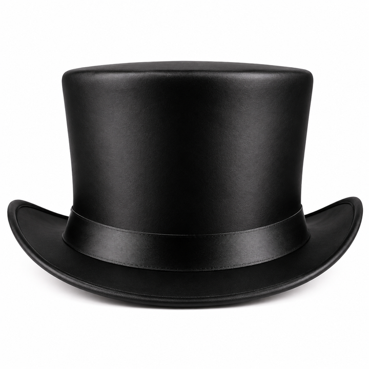 Handmade Black Leather Top Hat Steampunk Gothic Victorian Style cosplay