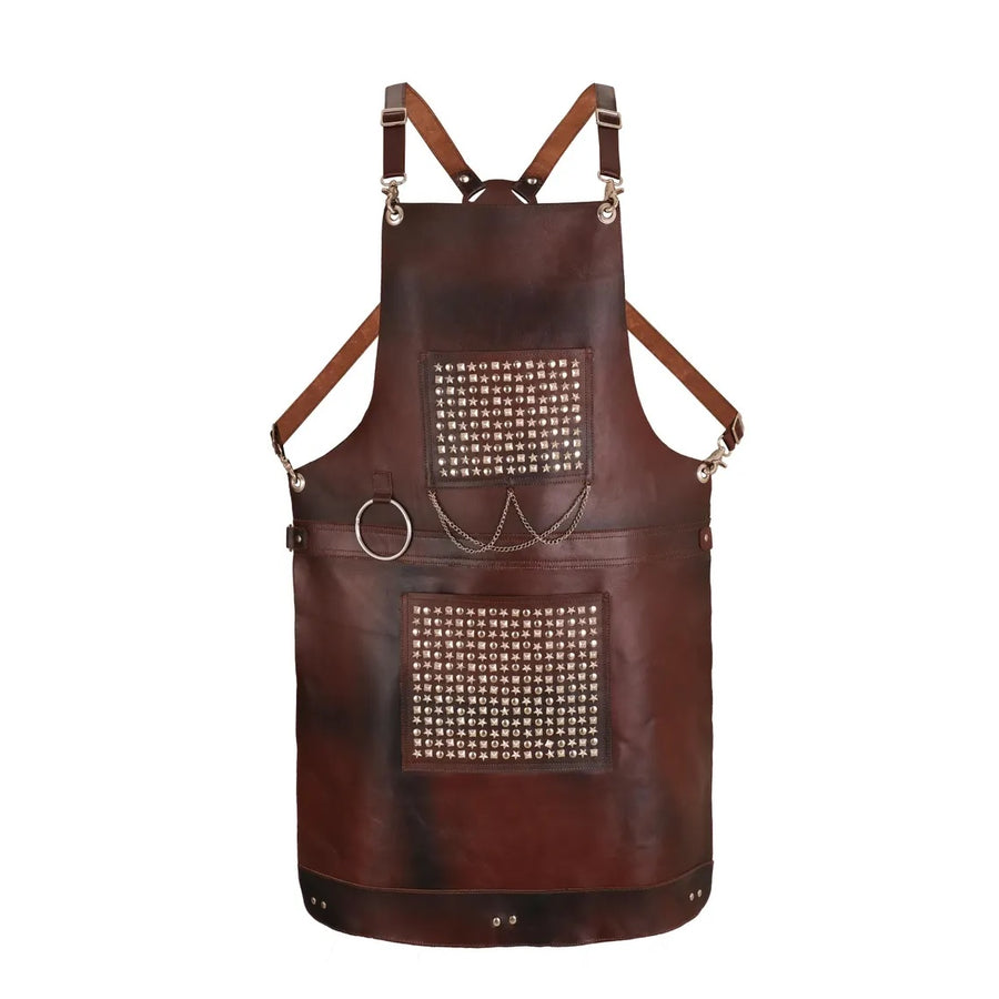 The Berkshire Leather Handmade studded bonded Apron Bartender Apron