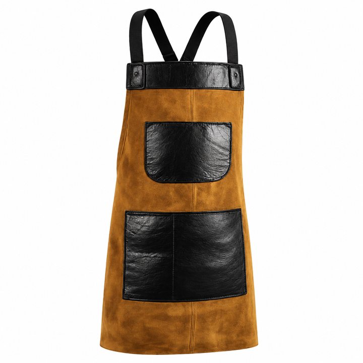 THE FLORENCE SUEDE APRON  RAVEN BLACK