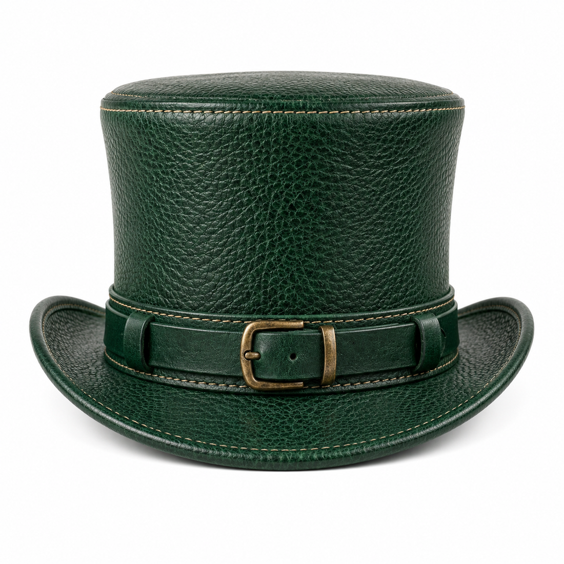 Handmade Green Leather Top Hat Steampunk Festival Western Costume Hat