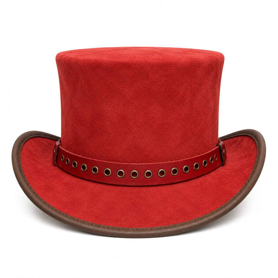 Handmade Red Suede Leather Top Hat  Steampunk Victorian Cosplay Festival Hat