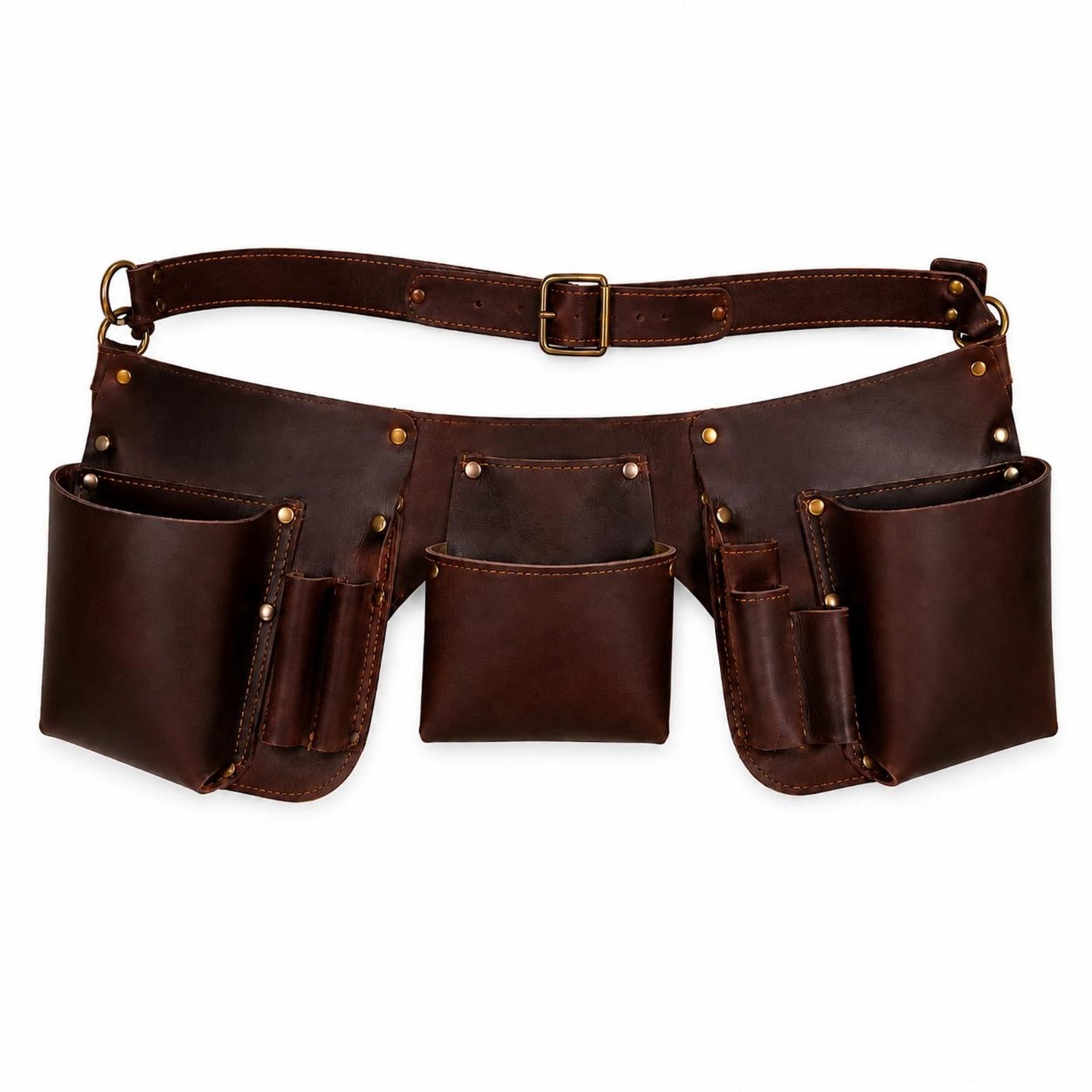 Handmade Leather Gardening Belt Florist Tool Holder Harvest Apron with Pockets