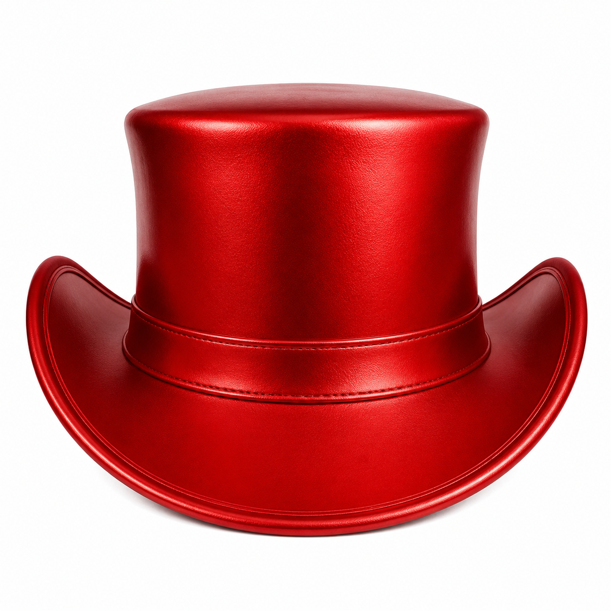 Handmade Genuine Red Metallic Leather Top Hat  Victorian Steampunk Hat for Men  Women