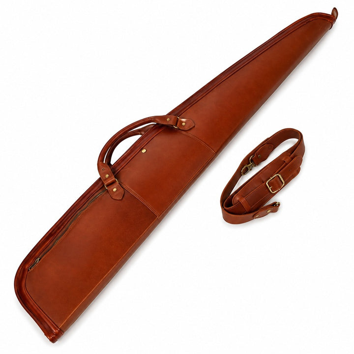 Handcrafted Leather Clay Shotgun Case   Padded Hunting Sleeve