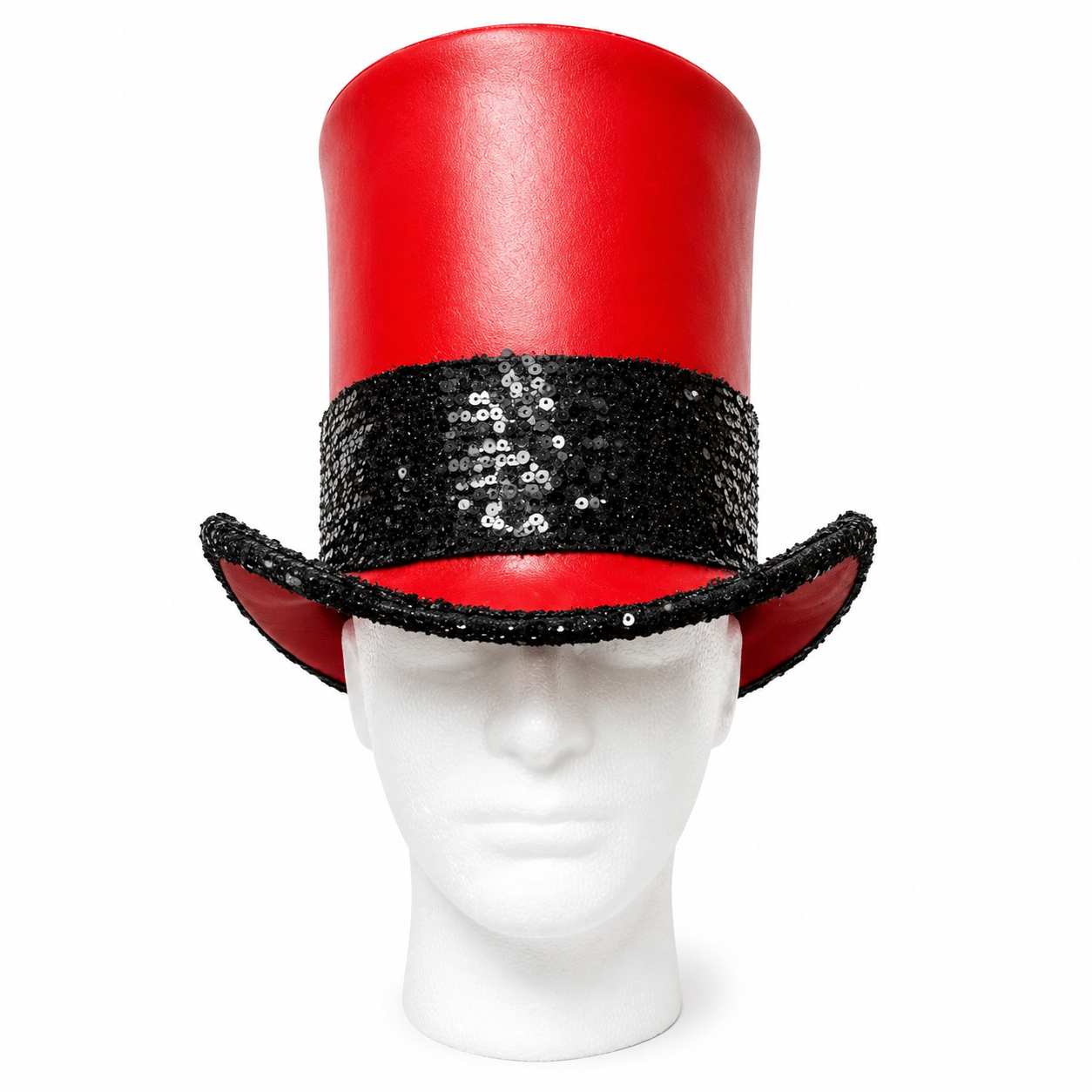 Handmade Red Leather Ringmaster Top Hat Steampunk Circus Cosplay Statement Headwear
