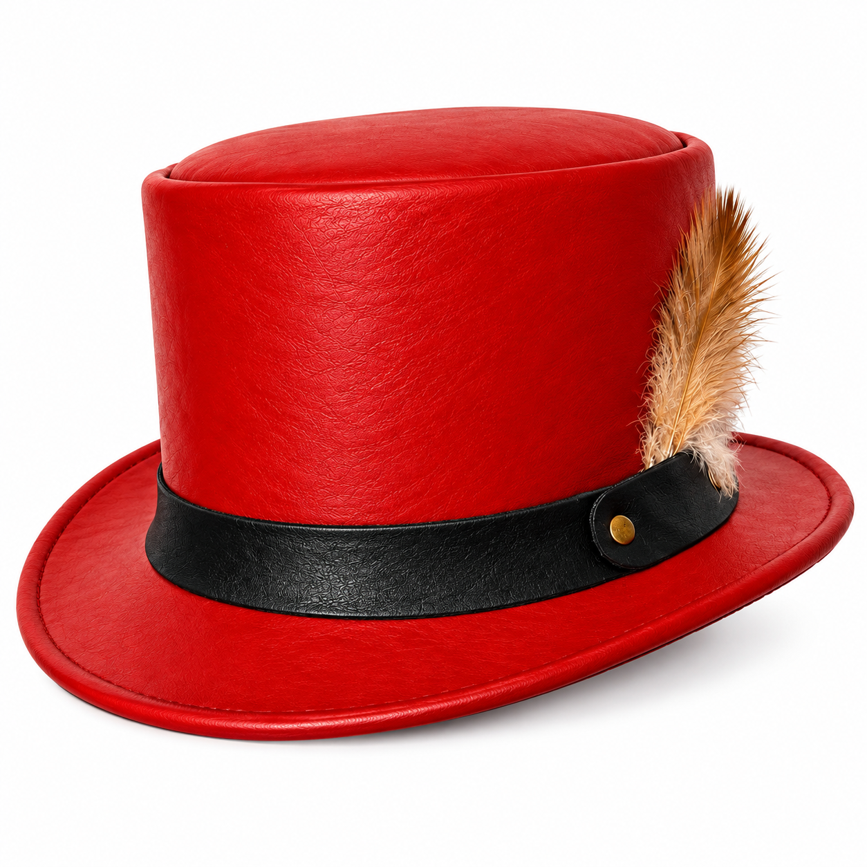 Men Women Red Leather Top Hat Steampunk Gothic Victorian Halloween Costume