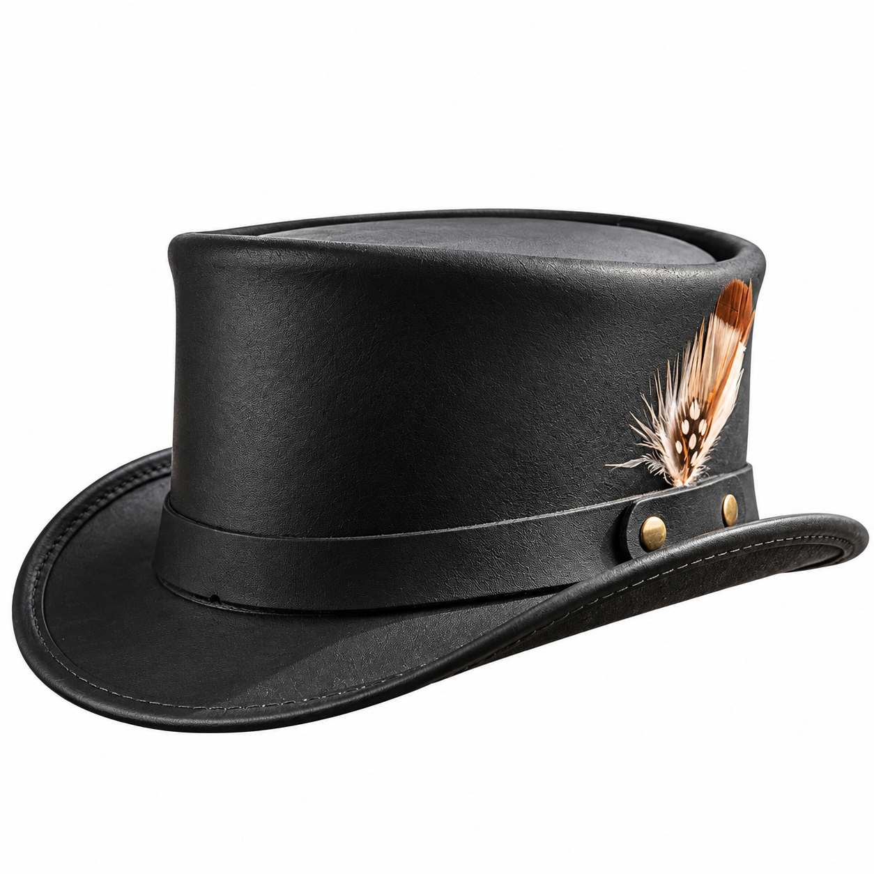 Genuine Leather Steampunk Top Hat Black Gothic Victorian Mens Cosplay Costume