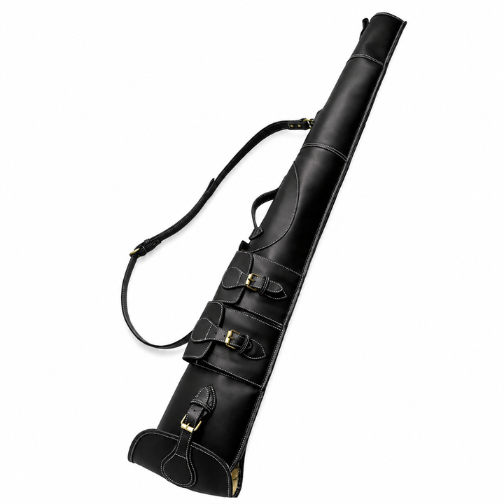 Western Rifle Scabbard 40 54 Genuine Full Grain Black Leather Scabbard Case with Handle Ammo Pockets  Strap Hunting Gift for Men