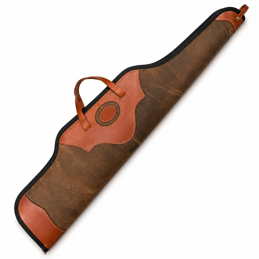 Premium Leather Scoped Rifle Case  Soft Padded Hunting Sleeve
