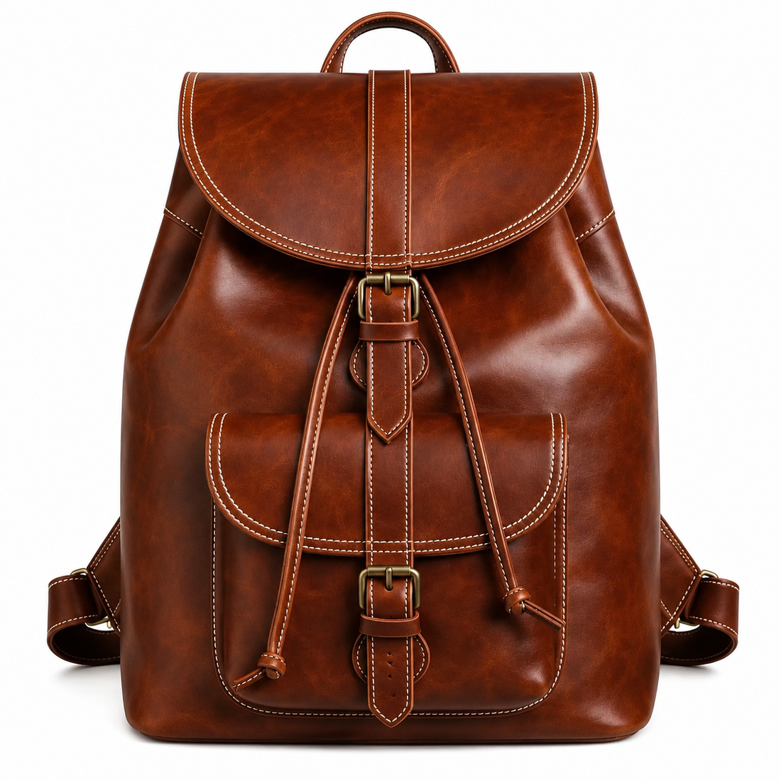 Handmade Brown Leather Carryall  Full Grain Travel Rucksack Laptop Backpack with Artisan Detail