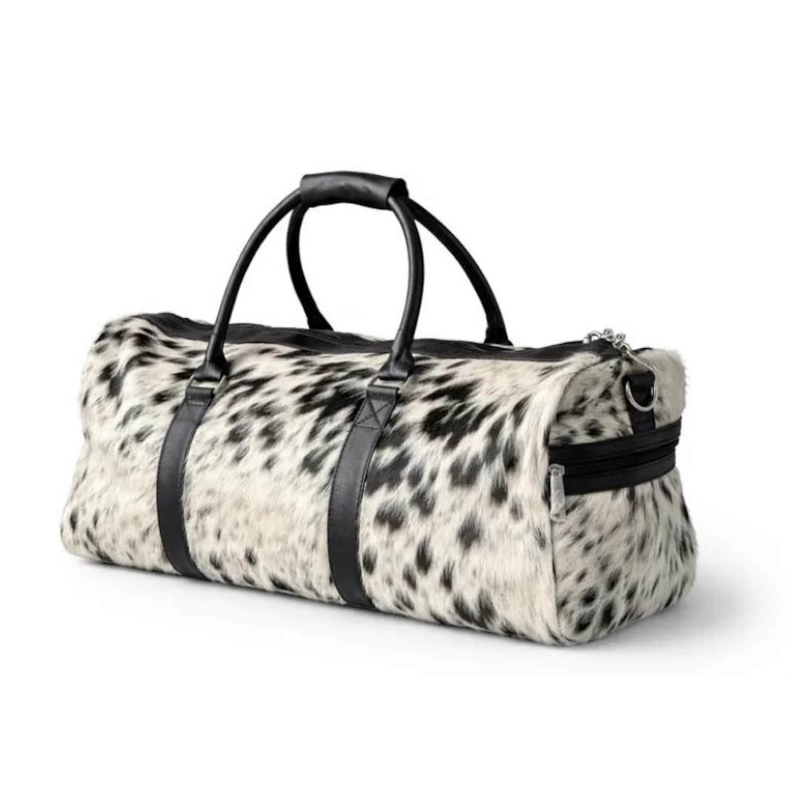 Genuine Hairon Cowhide Duffle Bag Leather Overnight Travel Weekender Gift Bag