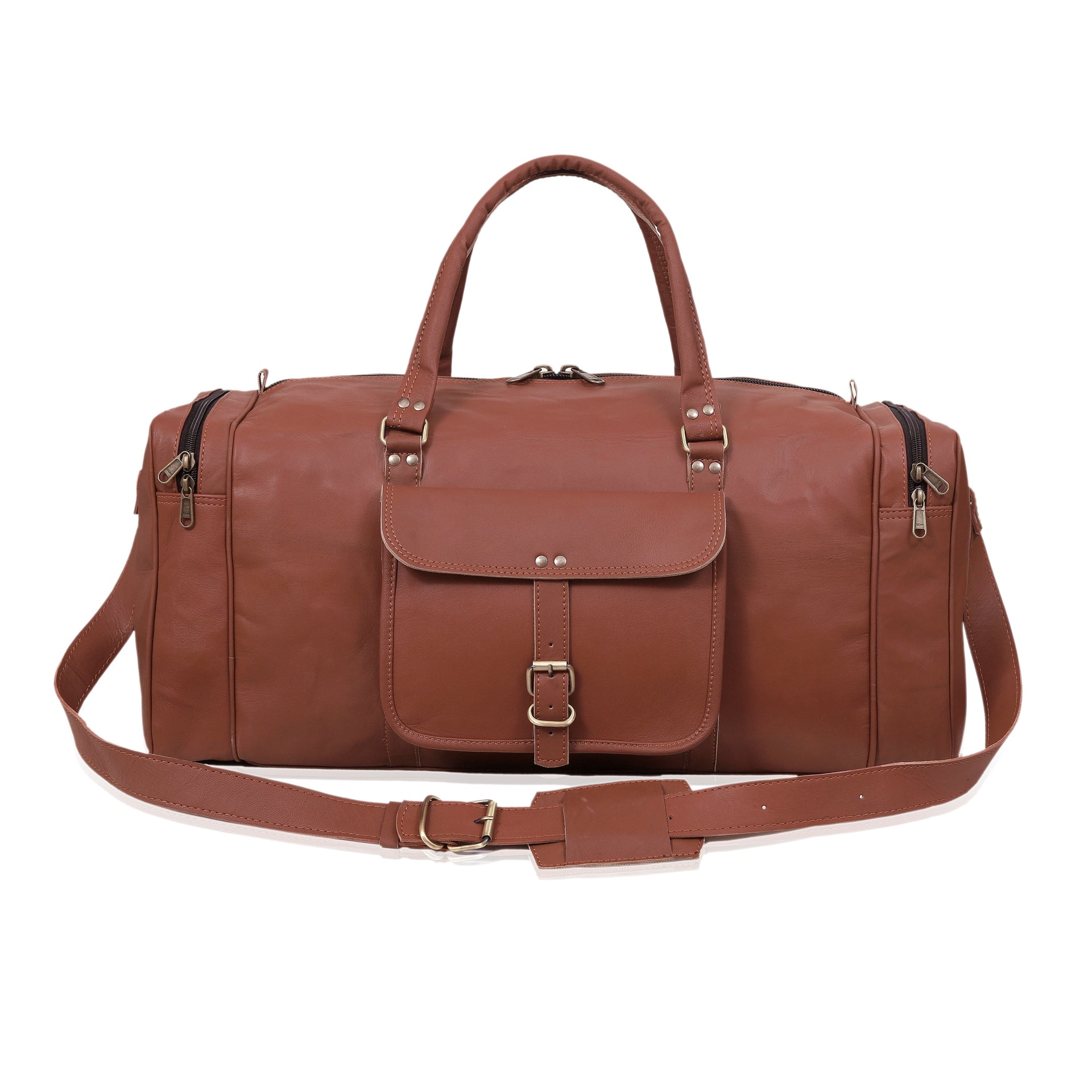 Classic Leather Duffel Bag  Genuine Full Grain Leather Travel Bag