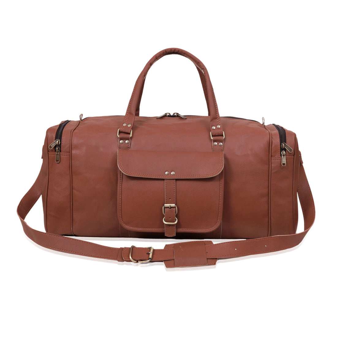 Classic Leather Duffel Bag  Genuine Full Grain Leather Travel Bag