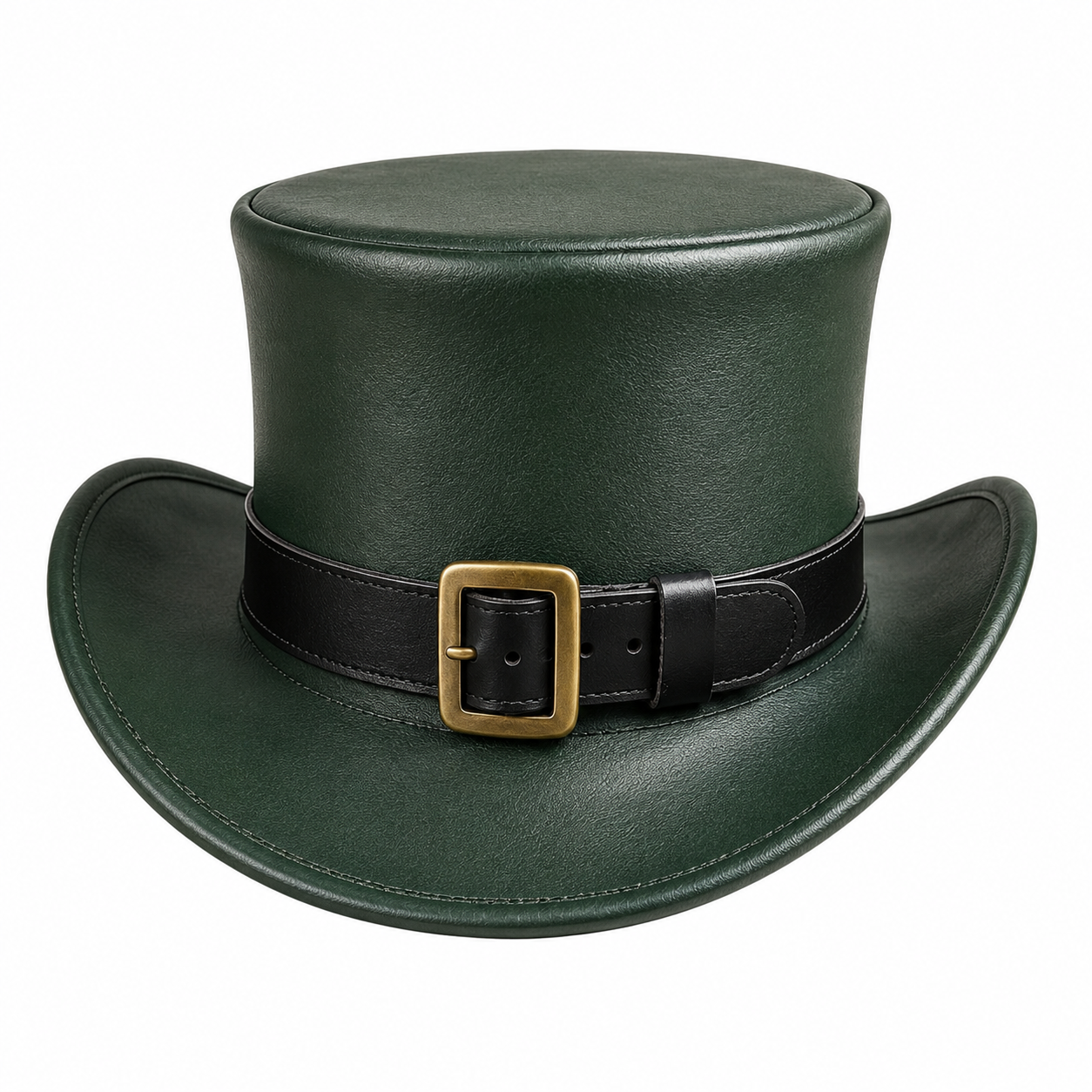 Handmade Unisex Green Leather Top Hat Steampunk Cosplay St Patricks Day