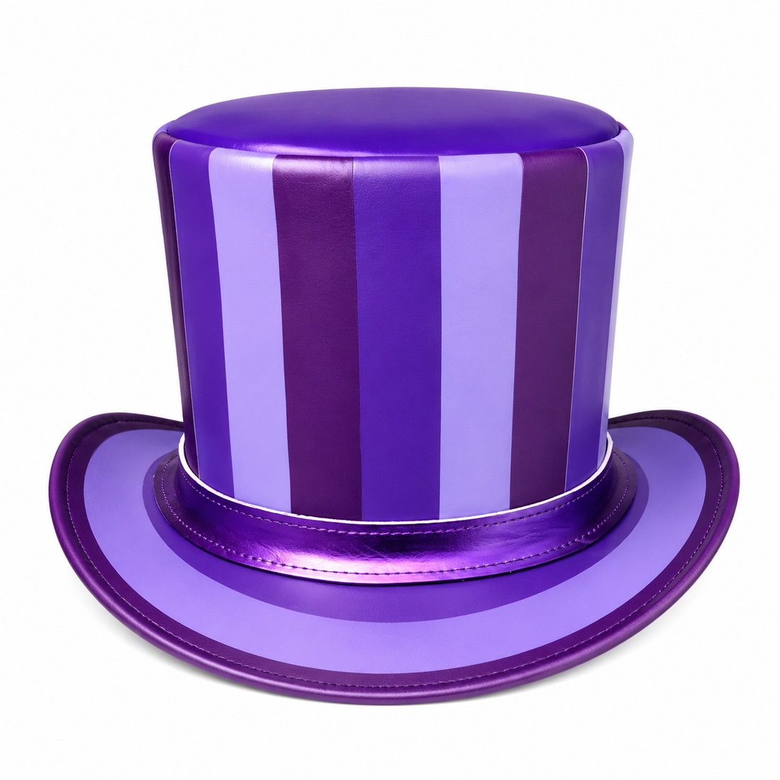 Handmade Purple Striped Top Hat Leather Steampunk Cosplay Festival Gothic Style