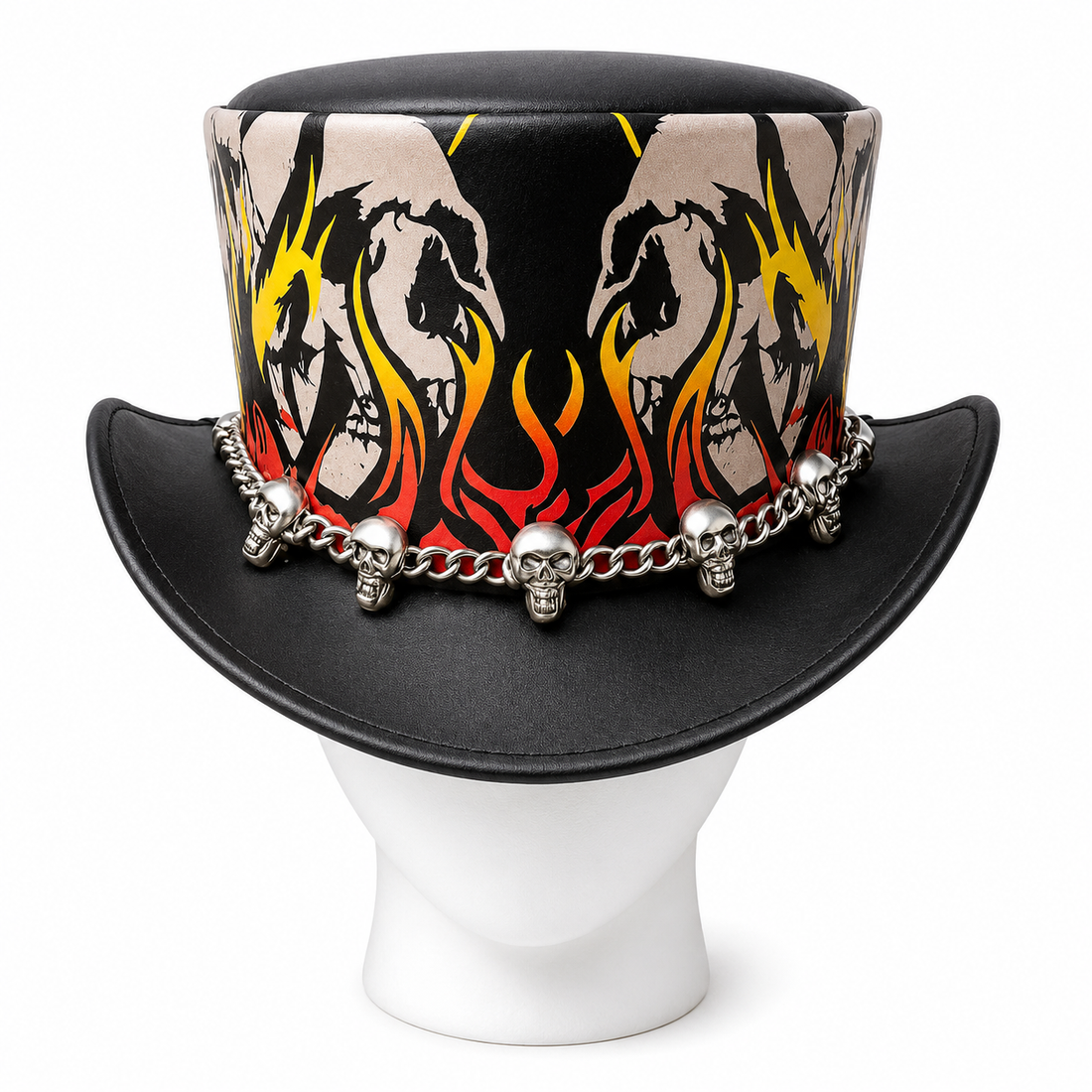 Handmade Unisex Leather Top Hat Black Steampunk Cowboy Style