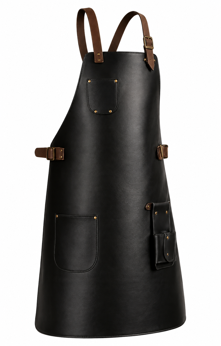 Otto Angelino Top Grain Black Leather Apron