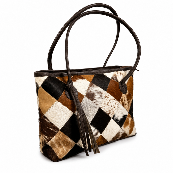 Hair On Cowhide Tote Bag Handmade Leather Shoulder Bag