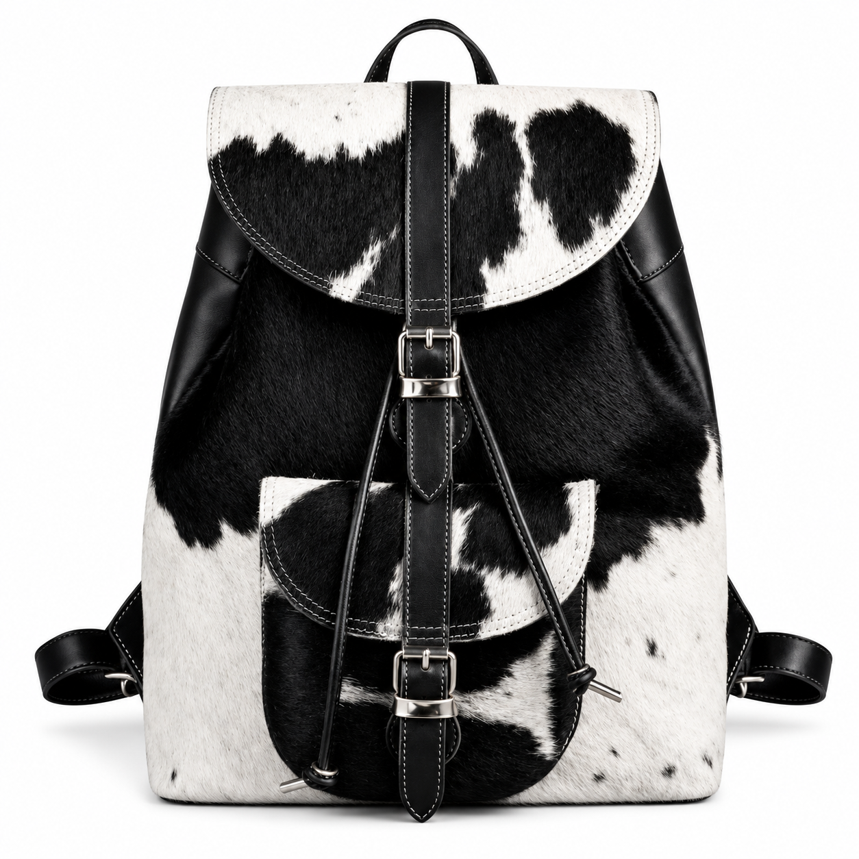 Handmade Tan  White Hair On Cowhide Leather Backpack  Rustic Chic