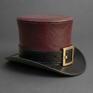 Handmade Leather Top Hat with Buckle Steampunk Victorian Gothic Cosplay Hat