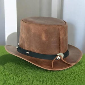 Handmade Leather Top Hat Victorian Style Steampunk Cowboy Festival Headwear