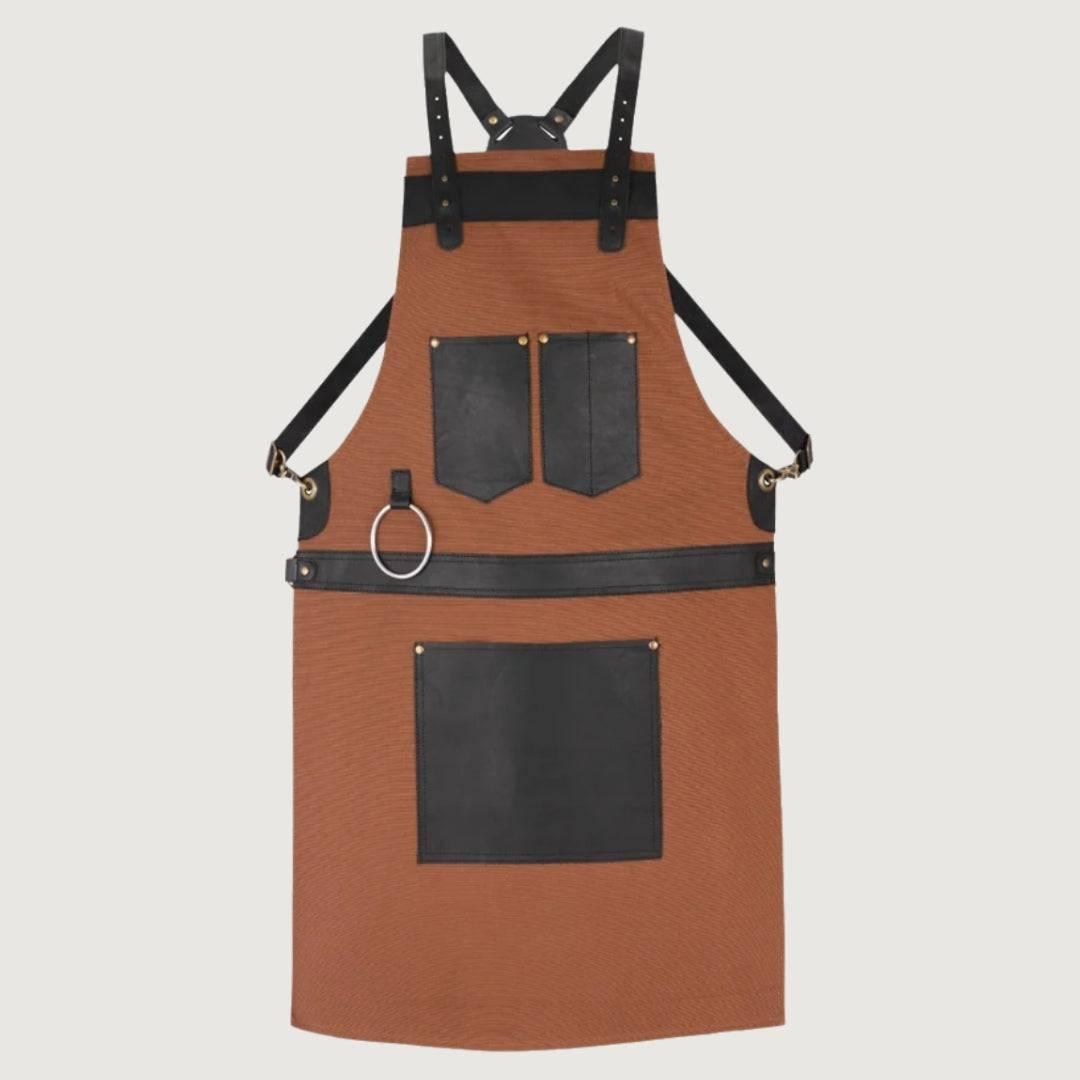 Expert Craftsmanship Brown Canvas Crossbody BBQ Apron
