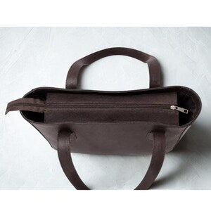 Handmade Dark Brown Leather Tote  Womens Work Laptop Bag  Minimalist Shoulder Purse
