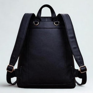 Handmade Full Grain Leather Backpack Black Rucksack White Stitch Vintage Laptop Bag