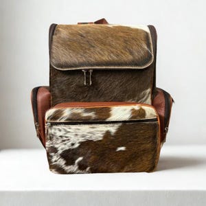Real Cowhide Diaper Backpack, Western Hair on Hide Travel Bag Baby Bag Gift for Mom