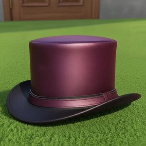 Handmade Burgundy  Black Leather Top Hat  Victorian Steampunk Gothic Cosplay Festival Costume Hat