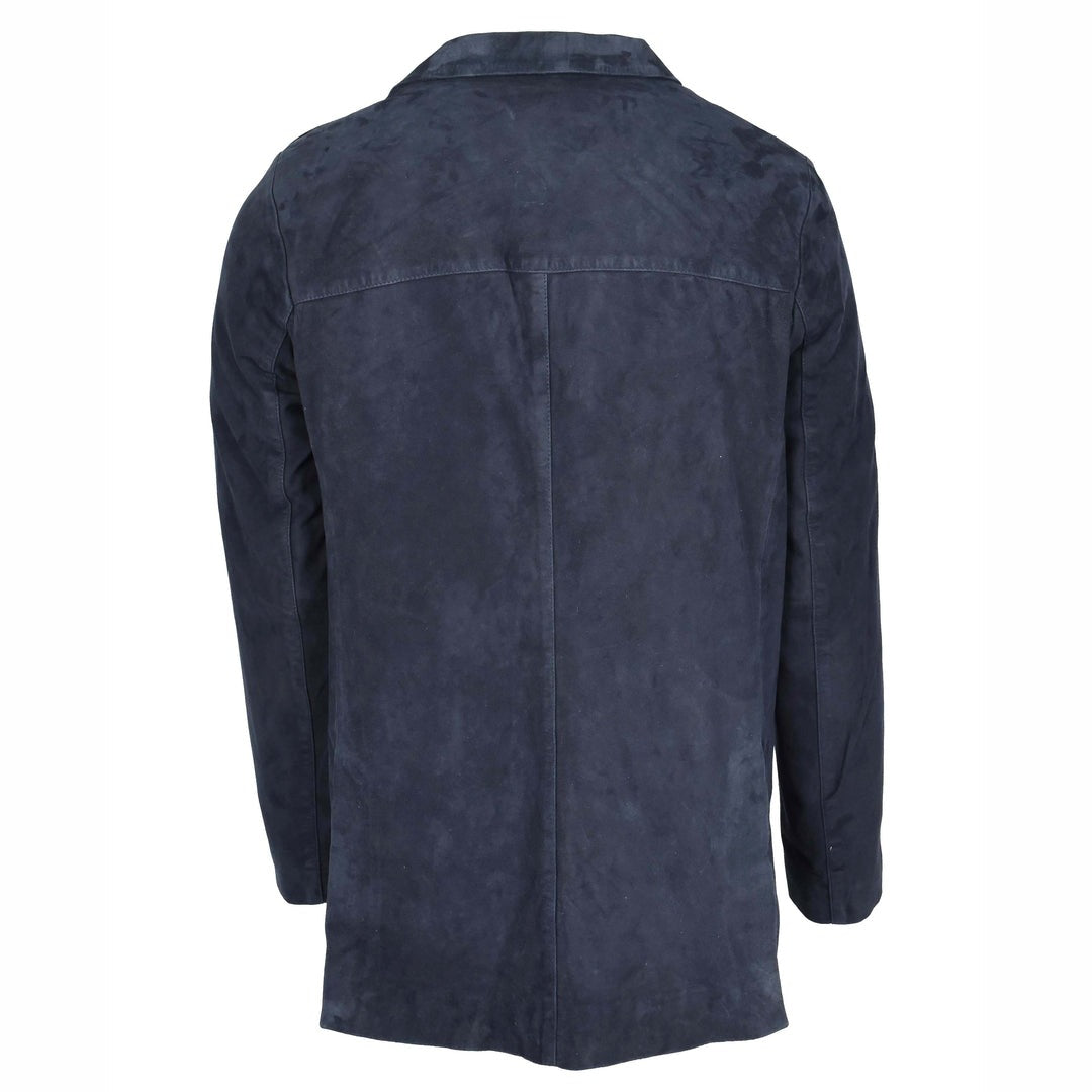 Mens Real Goat Suede Blazer Two Button Classic Jacket Zavi Navy