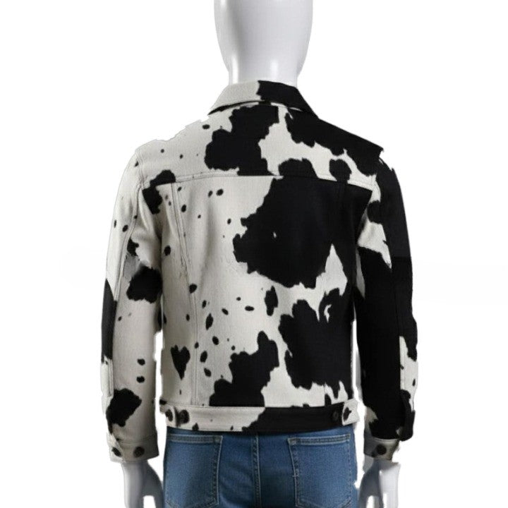 Black & White Cowhide Style Jacket – Trendy Men’s Statement Piece