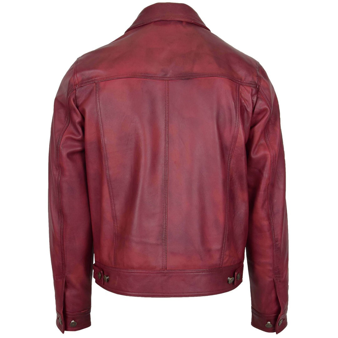 Mens Leather Lee Rider Casual Jacket Terry Burgundy