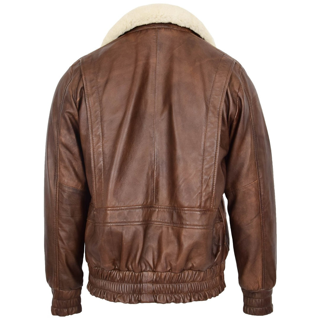 Mens Leather Bomber Jacket G-1 Aviator Style Cooper Brown