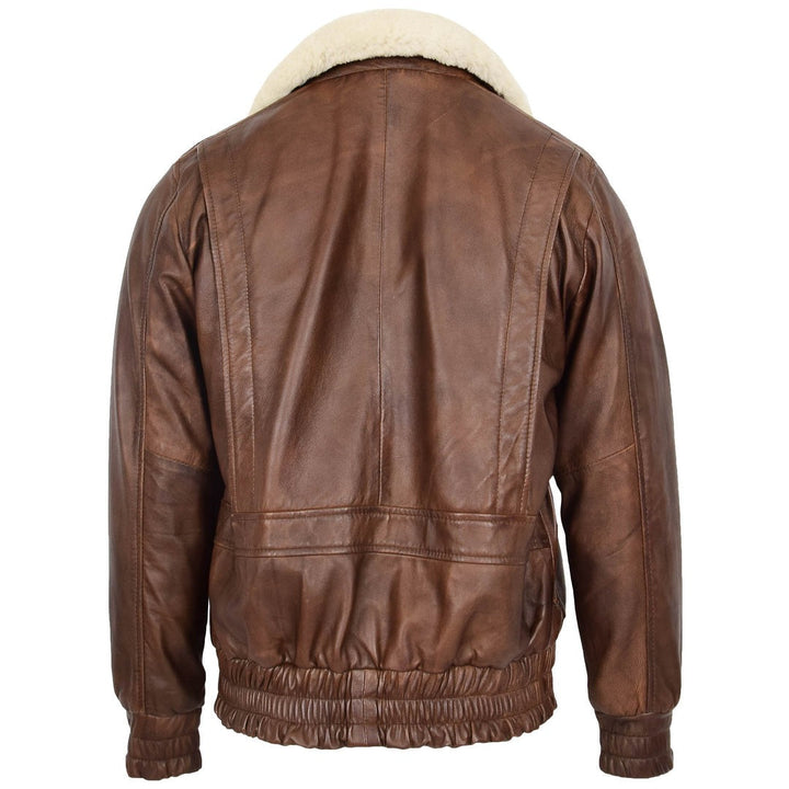 Mens Leather Bomber Jacket G-1 Aviator Style Cooper Brown