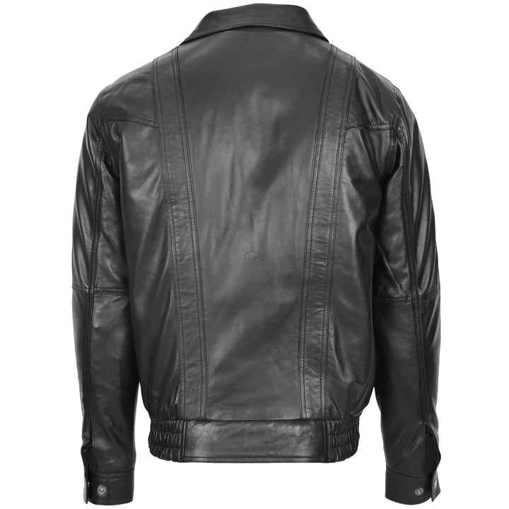 Mens Leather Bomber Blouson Jacket Robert Black