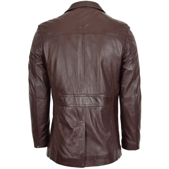 Mens Leather Classic Reefer Jacket Thrill Brown