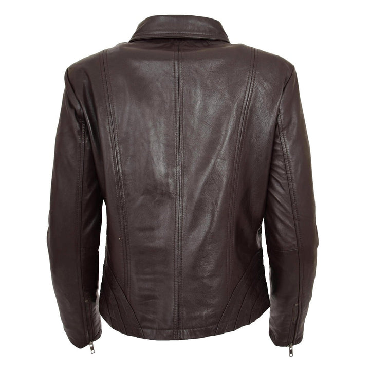 Womens Classic Leather Biker Zip Box Jacket Nova Black