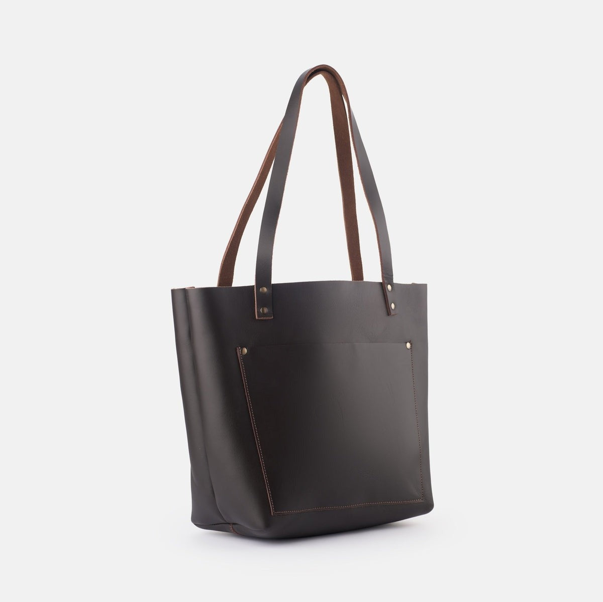 classic leather tote bag - dark brown