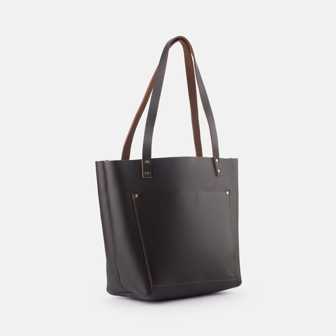 classic leather tote bag - dark brown