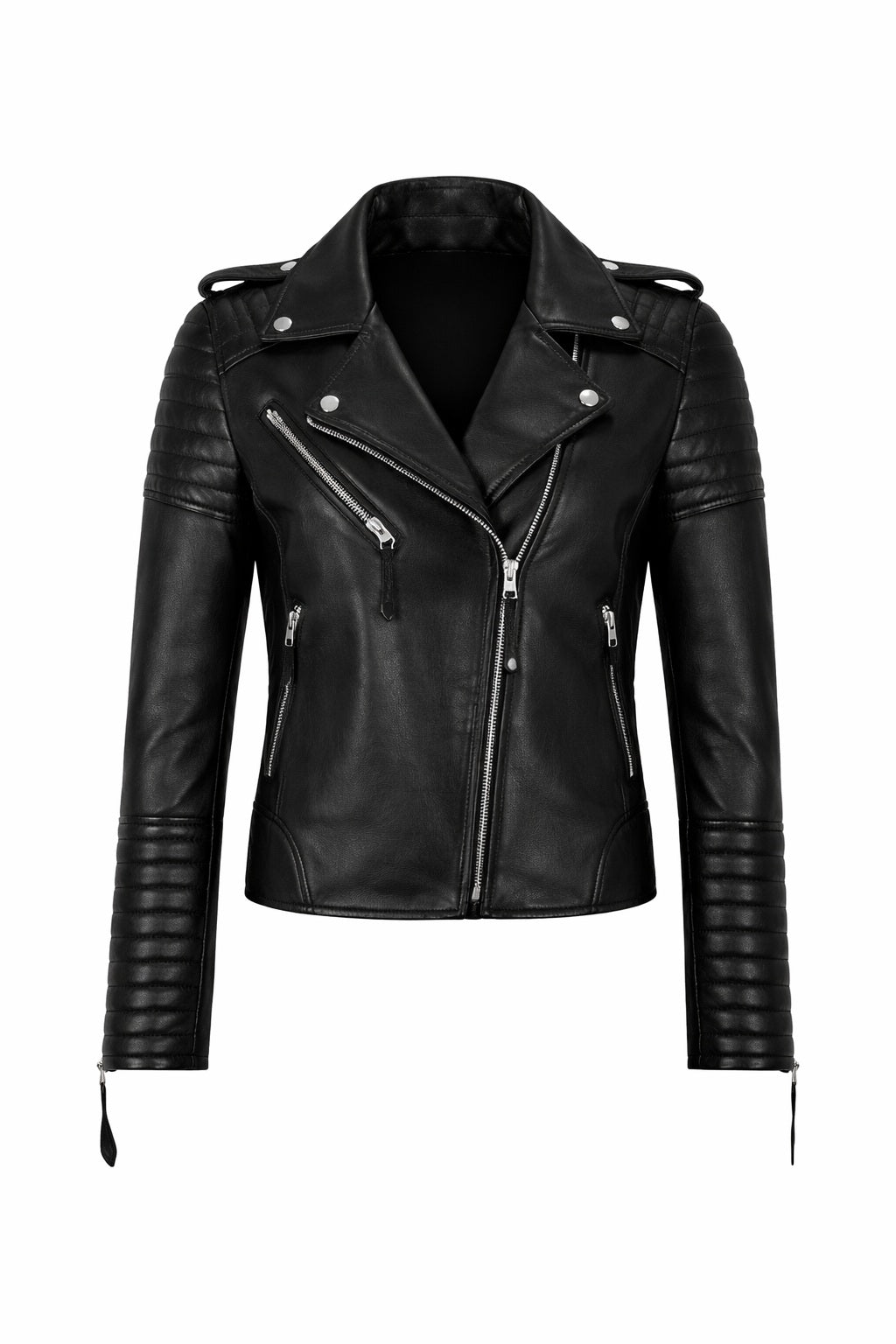 WLJ06 Classic Biker Fashion Womens Black Jacket Real Leather Biker Ladies Jacket 2260