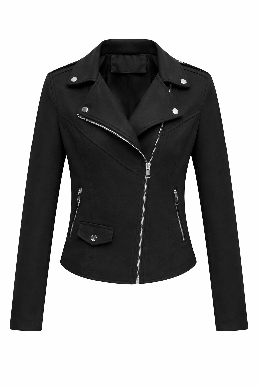WLJ08 Suede Leather Jackets for Womens Moto Biker Cross Zipper Coat 2 Pockets